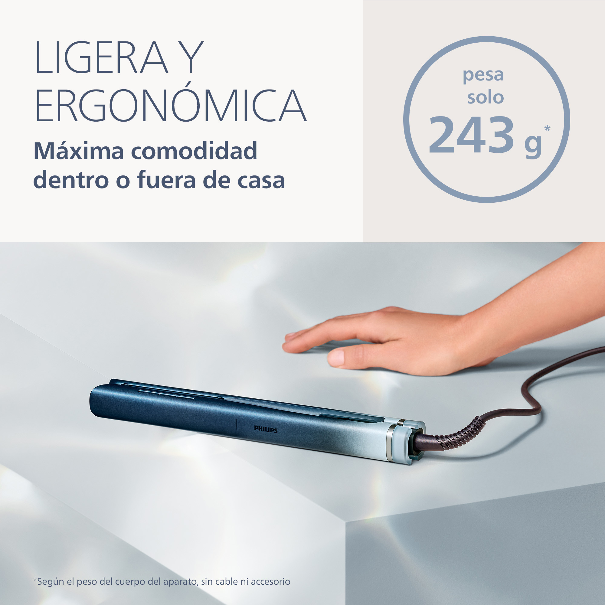 Plancha de pelo - Philips Aqua Edition 9000 BHS956/00, Aqua SenseIQ, placas cerámicas, alisa y crea ondas, iones de agua, azul oscuro