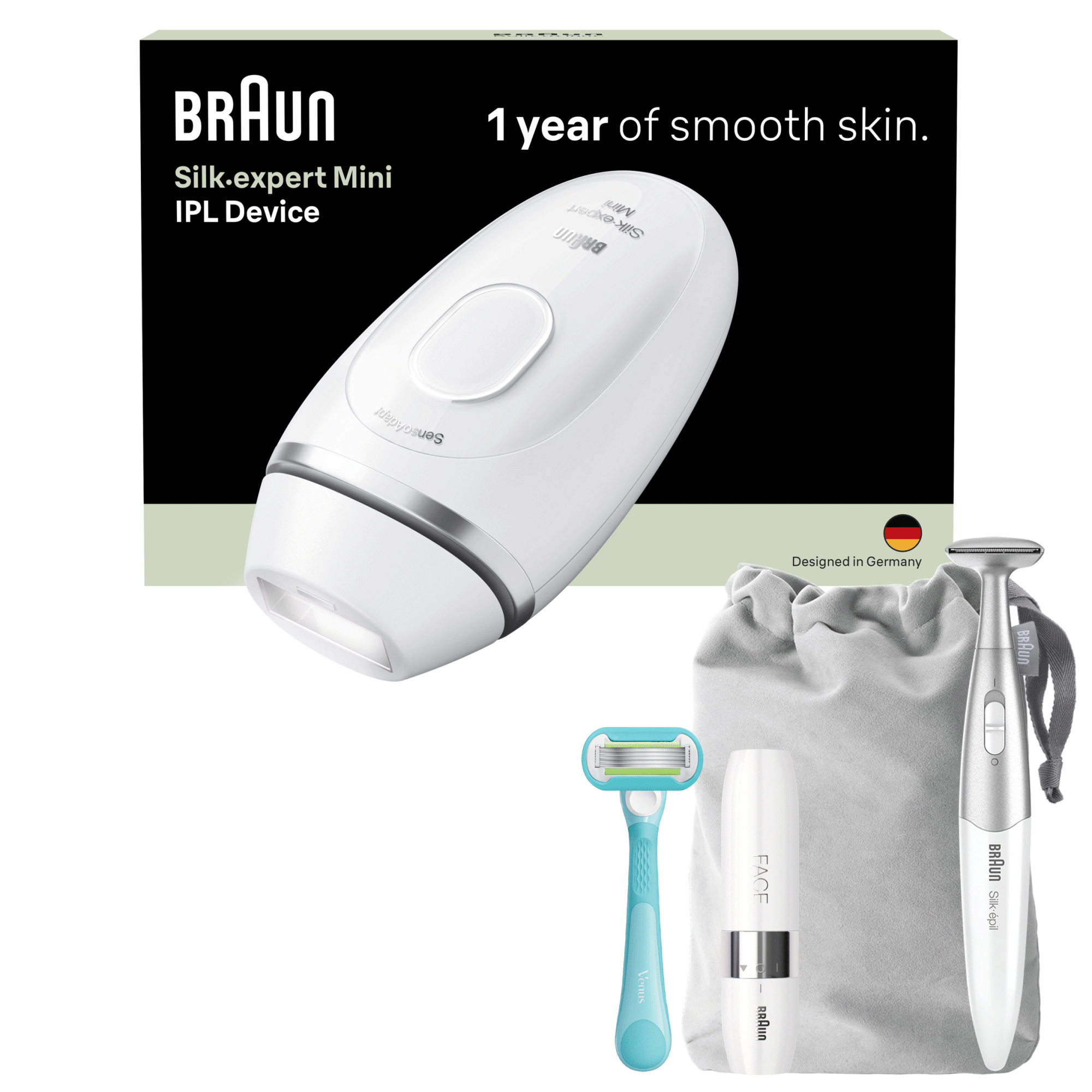 BRAUN IPL Silk-expert Mini, Villanófényes Szőrtelenítő Mini Arcszőrtelenítővel és Bikinivonal-Formázóval