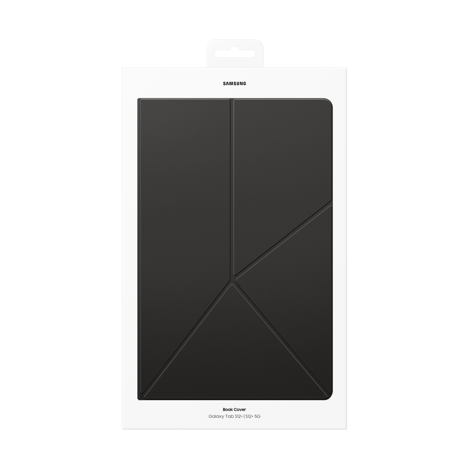 Custodia a libro nera per Samsung Galaxy Tab S12+ nella confezione.
