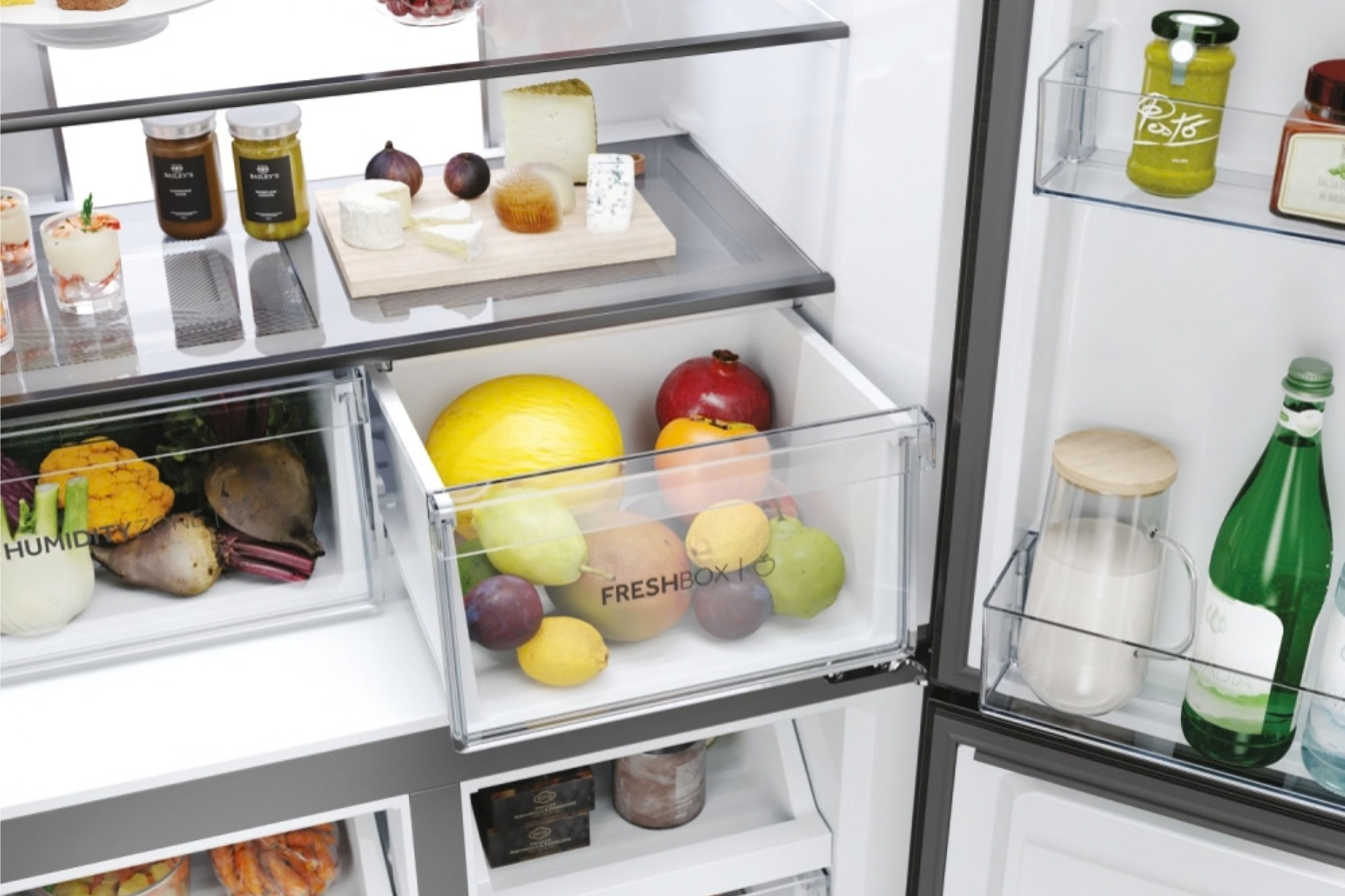 Frigorífico americano - Haier HCR7818DWPT, No Frost, 181.5 cm, 463 l, dispensador de agua, Wi‑Fi, Negro