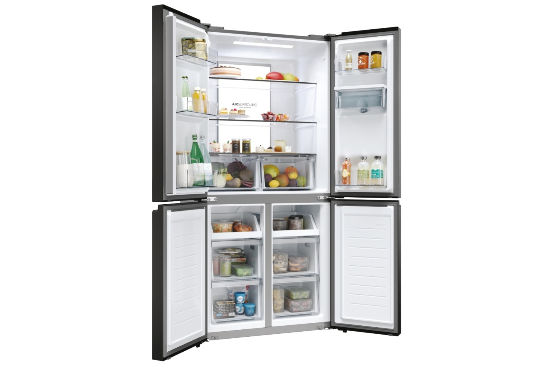 Frigorífico americano - Haier HCR7818DWPT, No Frost, 181.5 cm, 463 l, dispensador de agua, Wi‑Fi, Negro