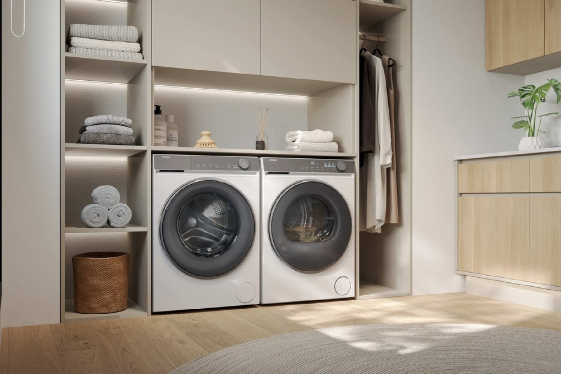 Secadora bomba de calor Haier HD100-C367AU1, 10 kg, 14 programas, Wi‑Fi y Bluetooth, I‑Refresh, Blanco