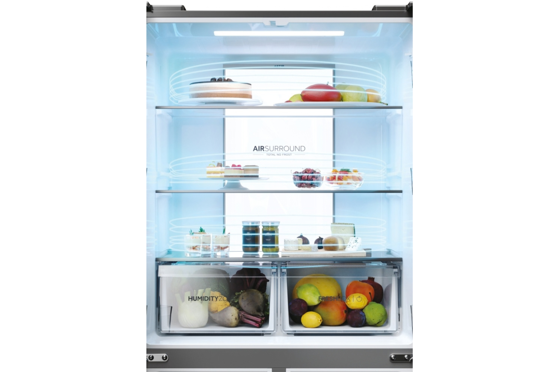 Frigorífico americano - Haier HCR7818DWPT, No Frost, 181.5 cm, 463 l, dispensador de agua, Wi‑Fi, Negro