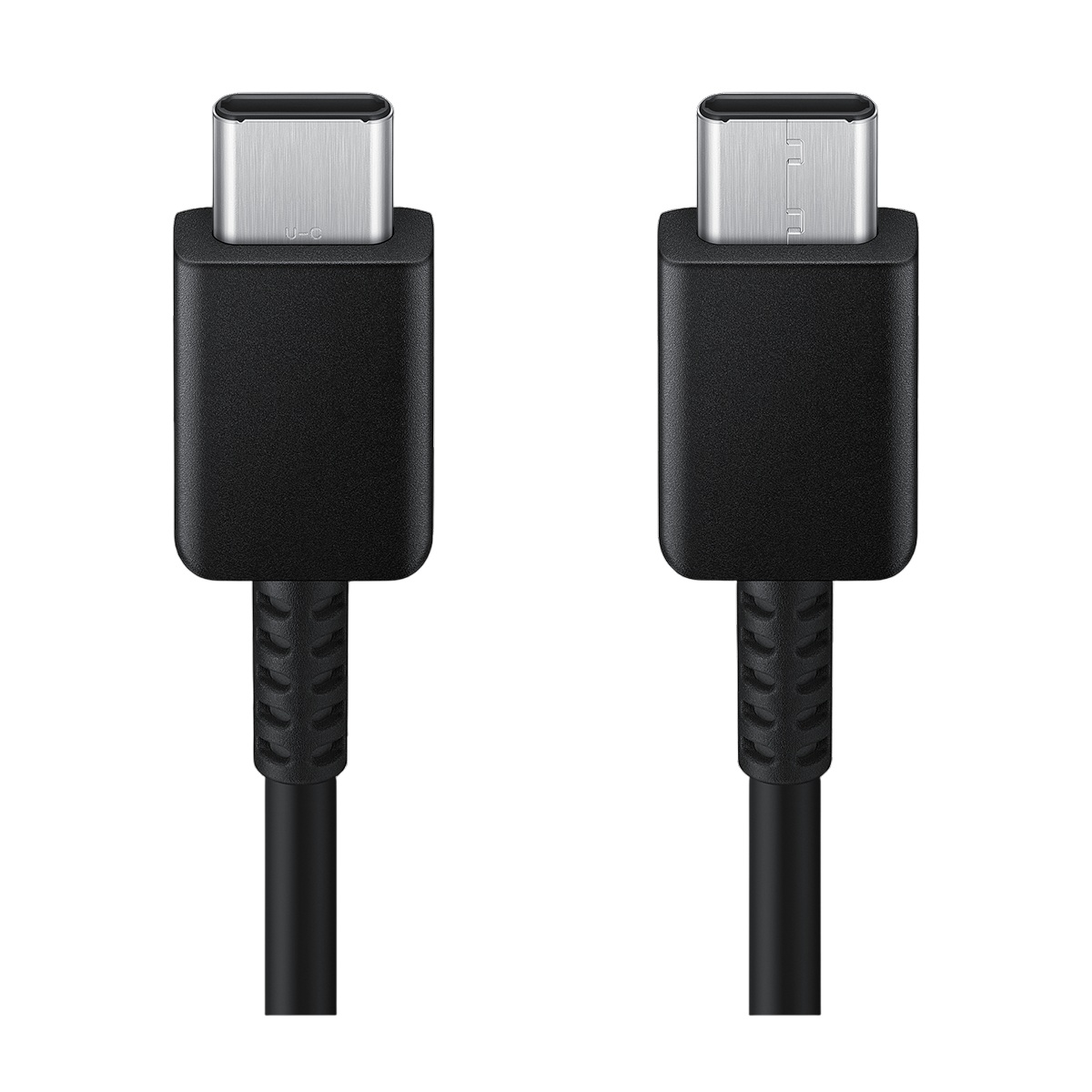 Beyaz arka planda konektörlü iki siyah USB kablosu.