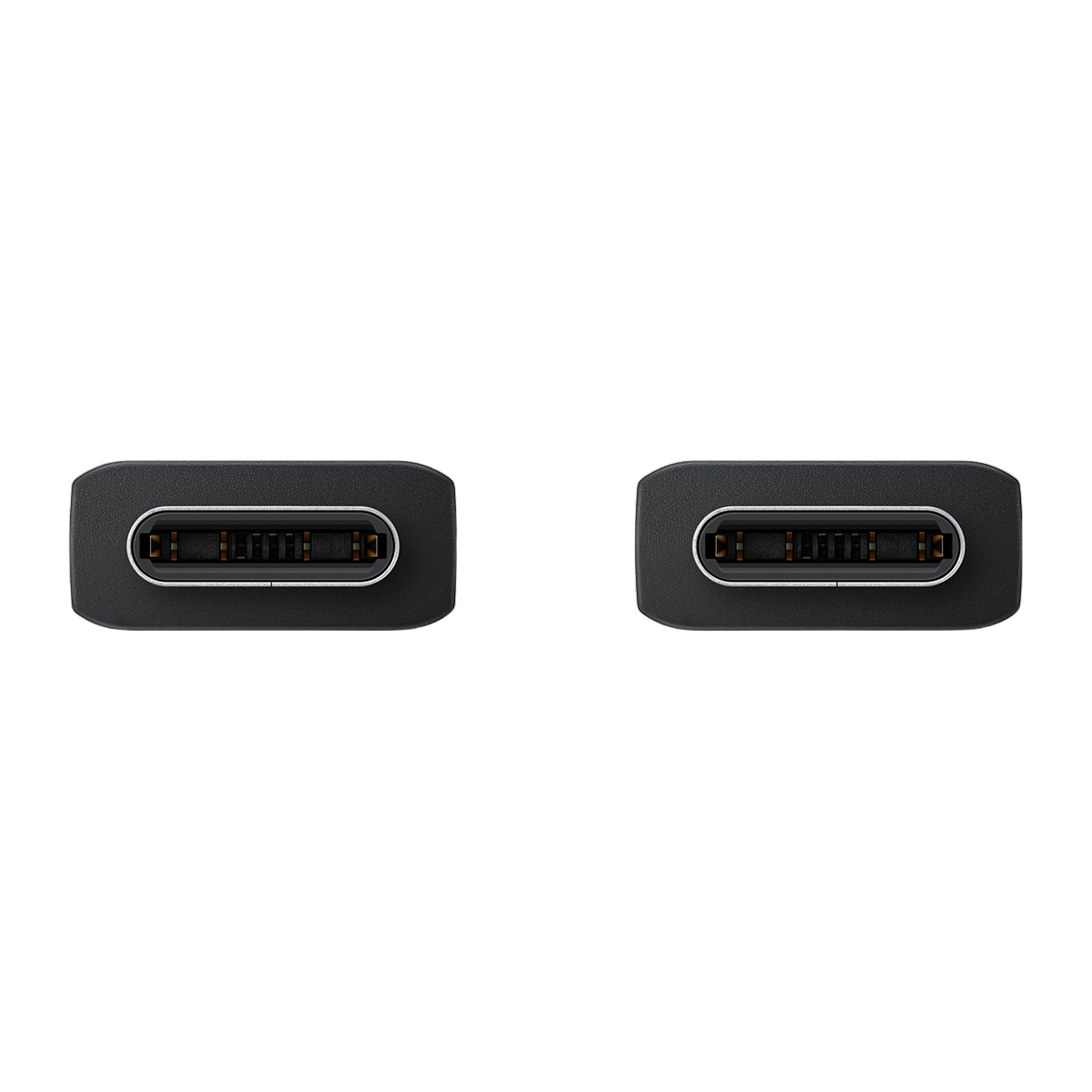 Beyaz arka planda iki siyah USB-C konektörü.