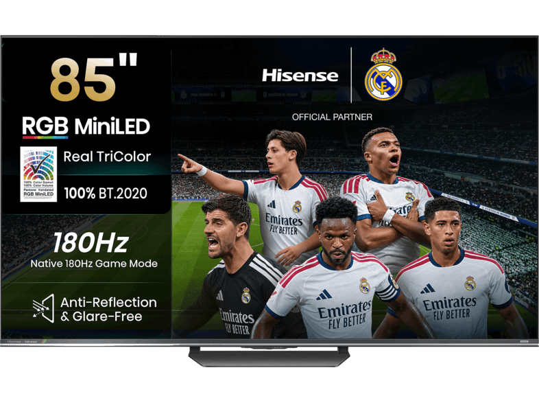TV RGB Mini LED 85" - Hisense 85UR8S, UHD 4K, Hi-View AI Engine RGB, Modo Juego, Pantalla Antirreflejos, Smart TV, Full IA, Gris carbón