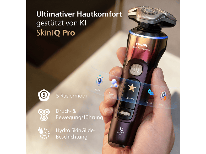 PHILIPS XP9407/37 i9000 Prestige Ultra Nass- & Trockenrasierer (Akkubetrieb, Twilight Plum, Flexibler 360°-Präzisionsscherkopf) — Foto 4 von 5