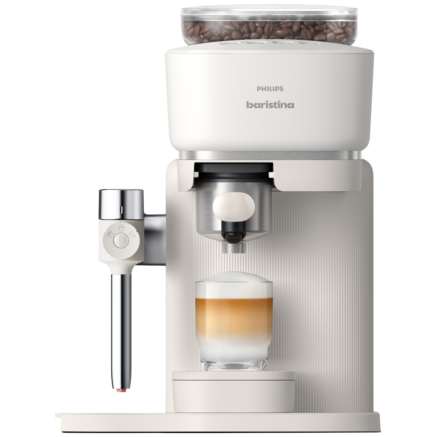 PHILIPS Baristina Latte - BAR400/00 - Semi-Automatische Espressomachine - Pistonmachine - Cappuccino - Automatische Melkopschuimer - Wit - Pistonmachine - Wit