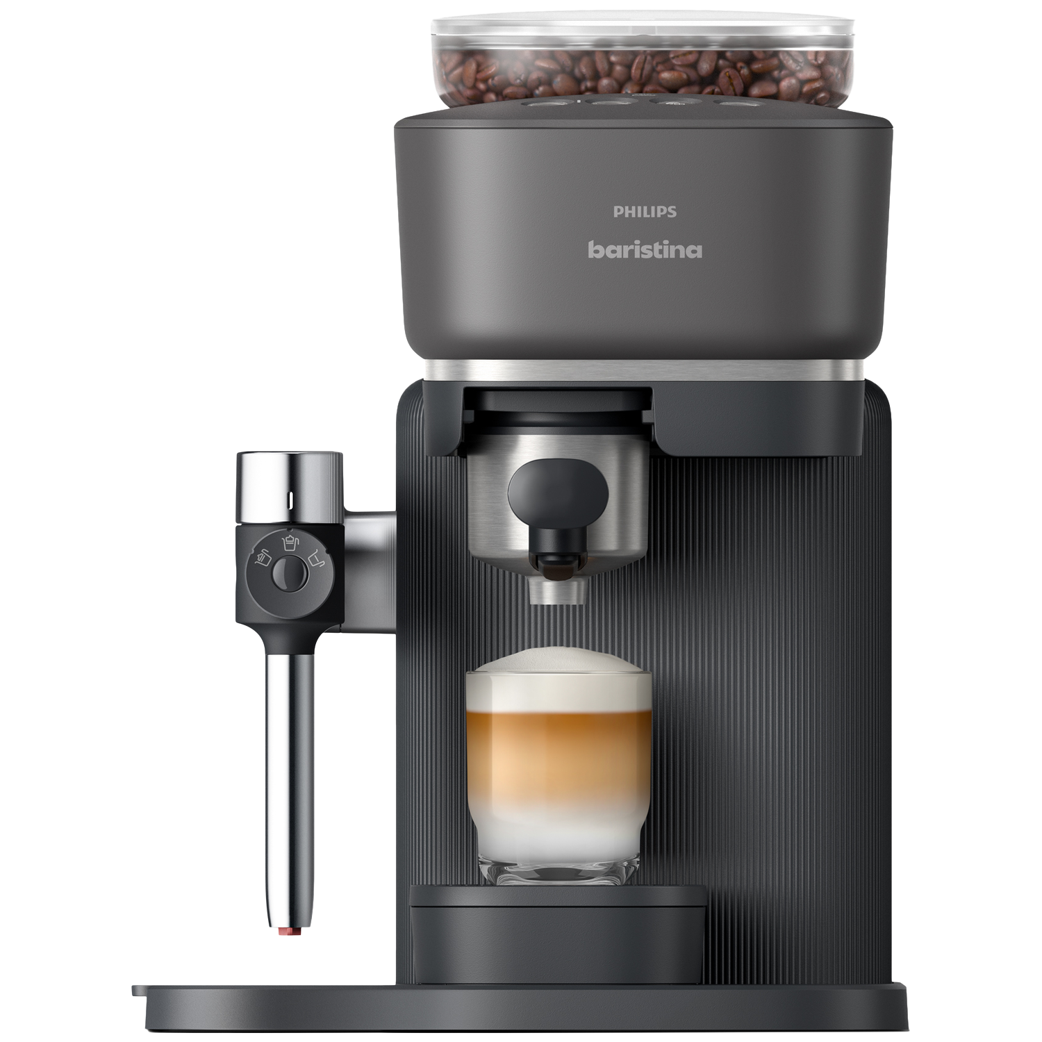 PHILIPS Baristina Latte - BAR400/60 - Semi-Automatische Espressomachine - Pistonmachine - Cappuccino - Automatische Melkopschuimer - Zwart - Pistonmachine - Zwart