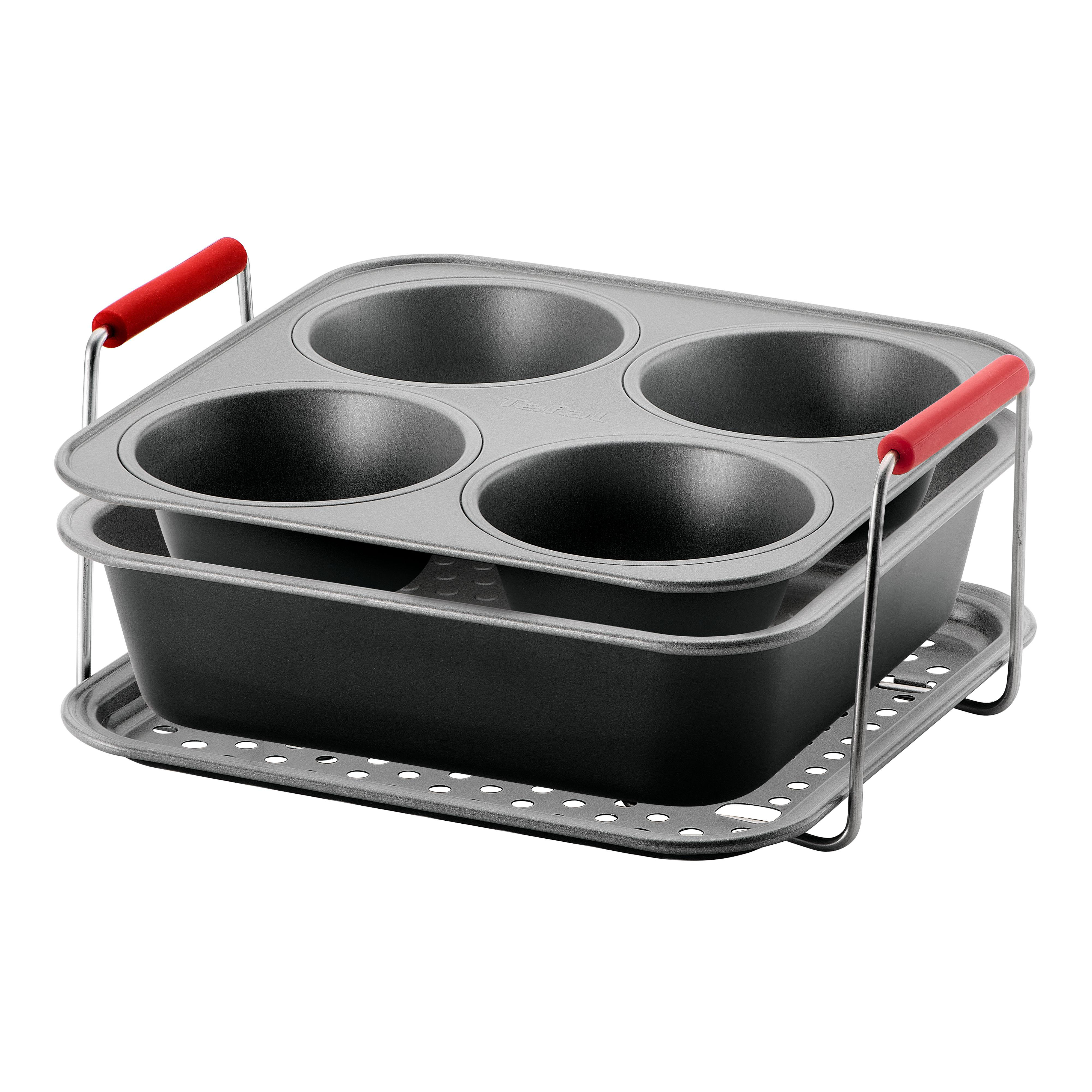 TEFAL J701S3 Dail'Easy 3-teiliges Accessoires Set, Zubehörset Heißluftfritteusen Grau