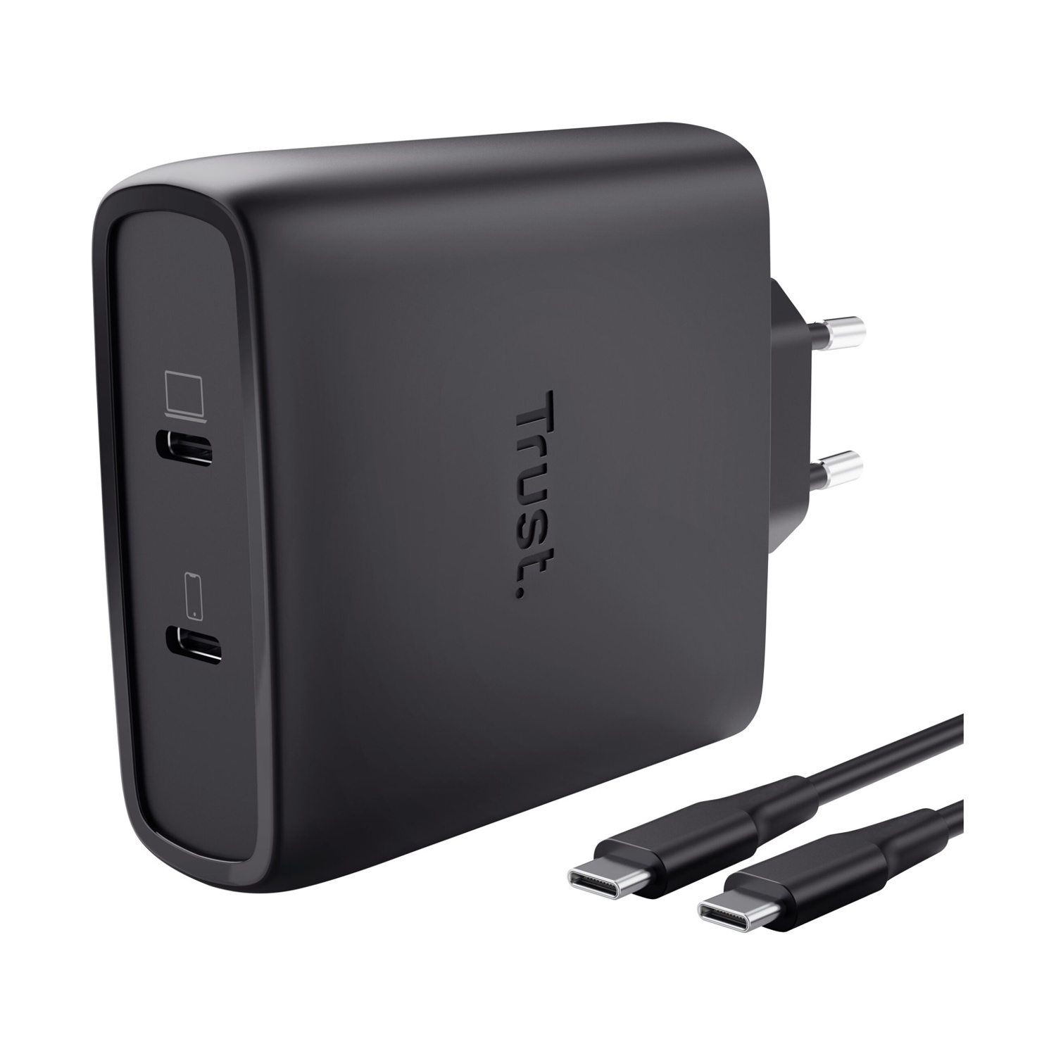 CARICABATTERIA TRUST MAXO 100W 2P USB-C GAN CHARGER BLK da 100W, Nero