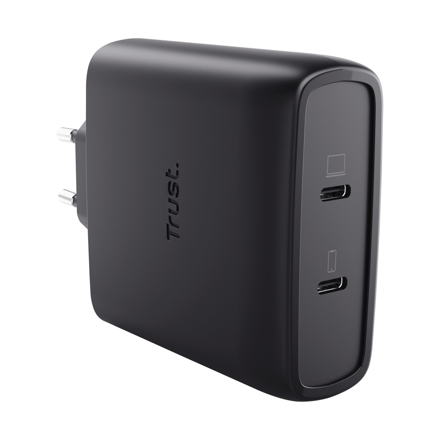 CARICABATTERIA TRUST MAXO 100W 2P USB-C GAN CHARGER BLK da 100W, Nero