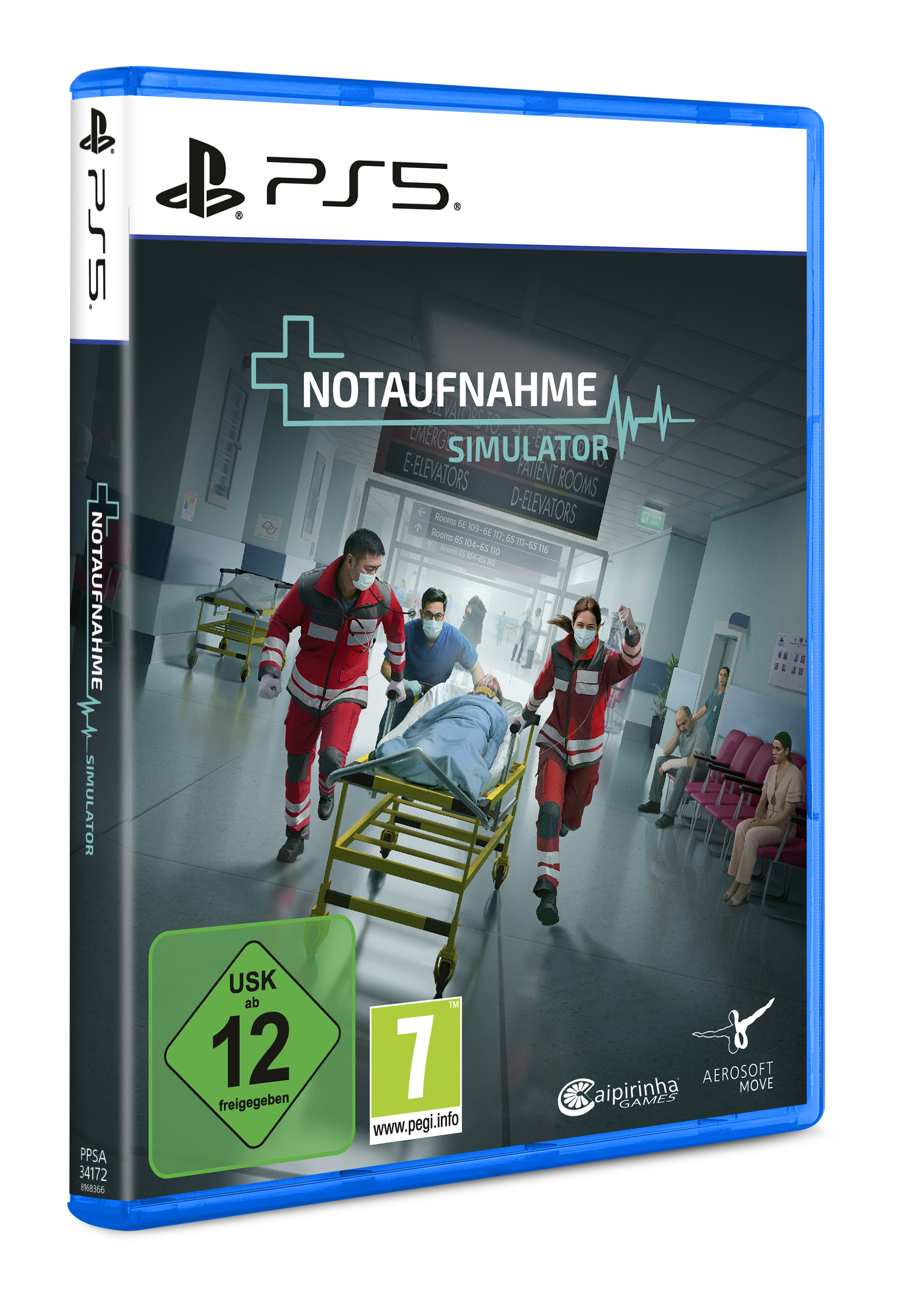 PS5-Videospielcover zeigt medizinisches Personal, das einen Patienten auf einer Trage durch den Flur schiebt.