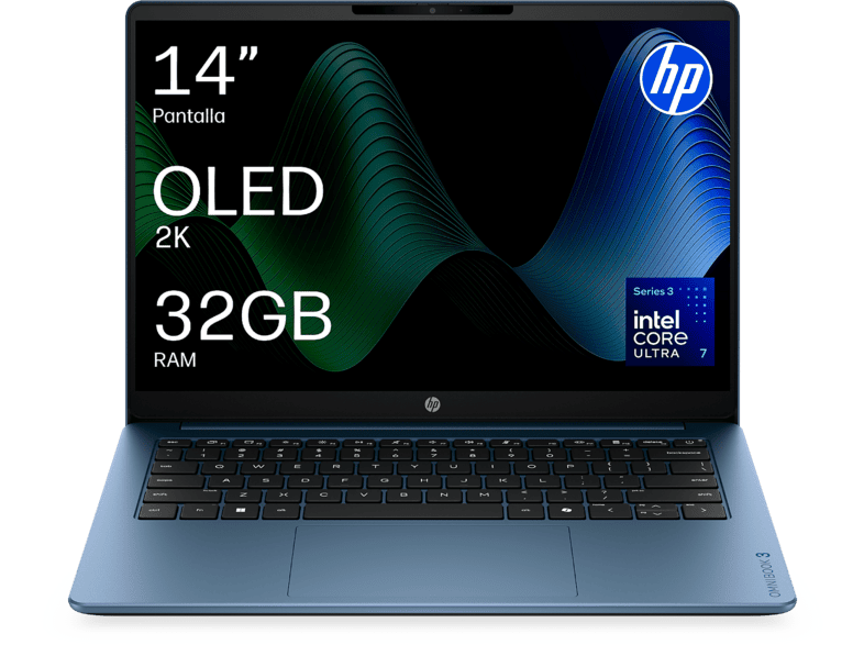 Portátil - HP OmniBook 5 Next Gen AI 14-hh0008ns Copilot+ PC, 14" 2K OLED, Intel® Core™ Ultra 7 355 49 TOPS, 32GB RAM, 1TB SSD, W11H, Sin cargador