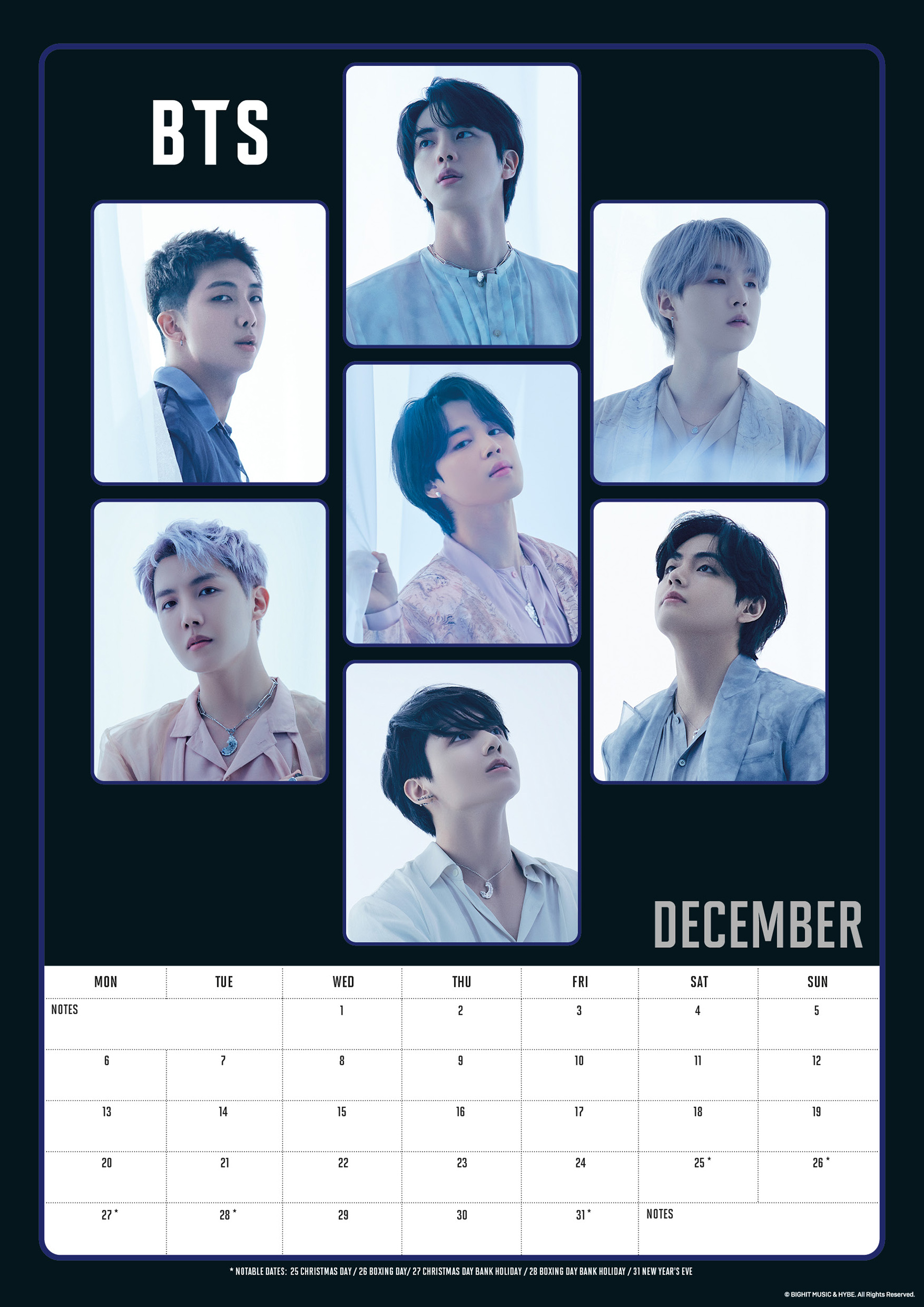 BTS - Official 2027 Calendar - A3-as naptár