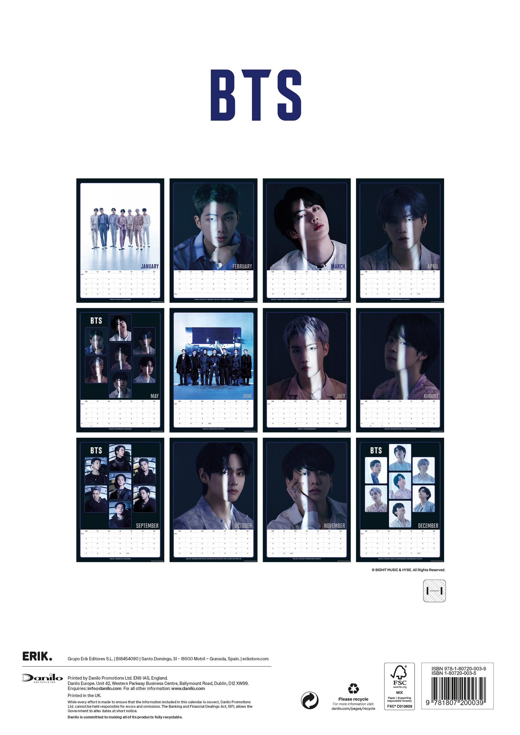 BTS - Official 2027 Calendar - A3-as naptár