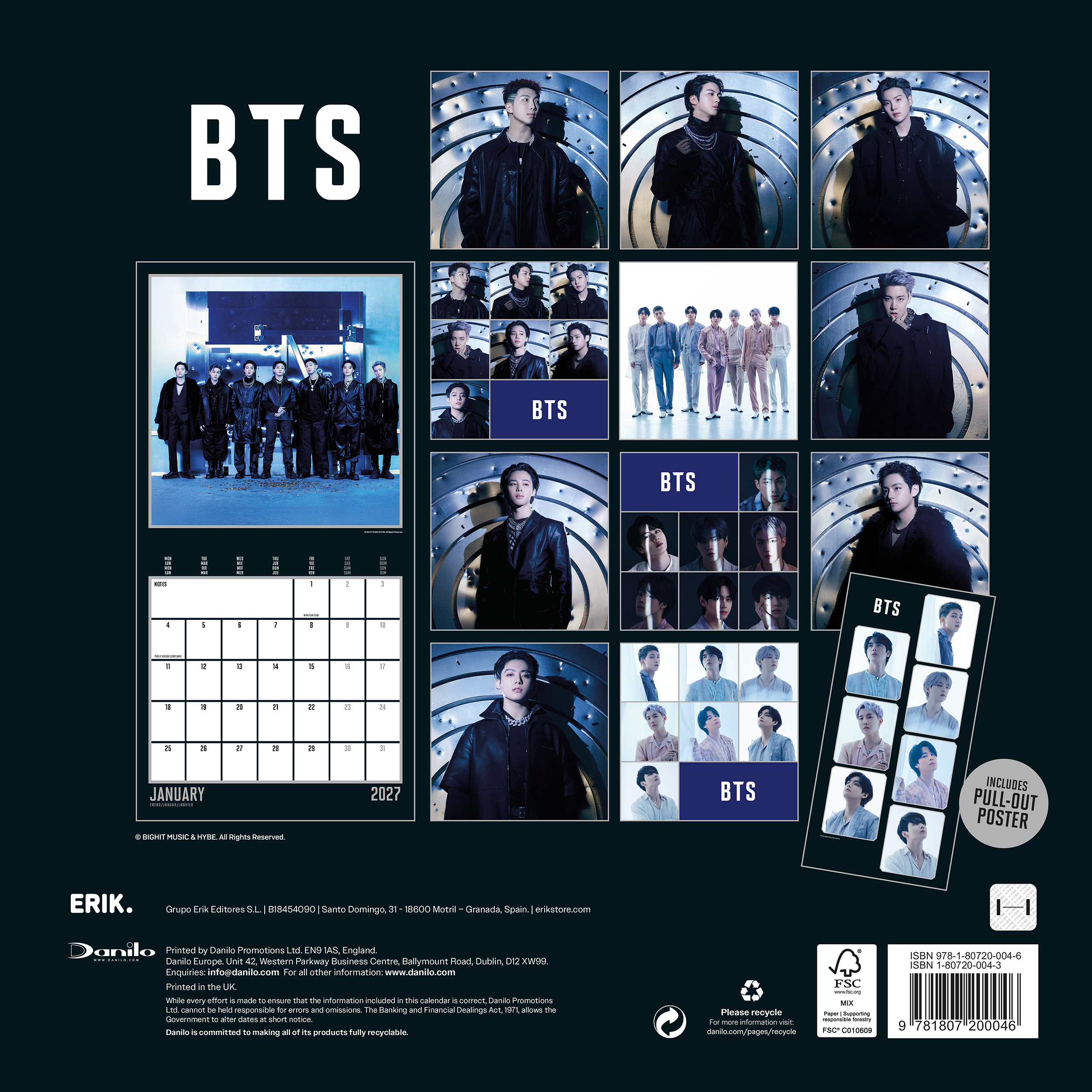 BTS - Official 2027 Calendar - négyzet alakú naptár