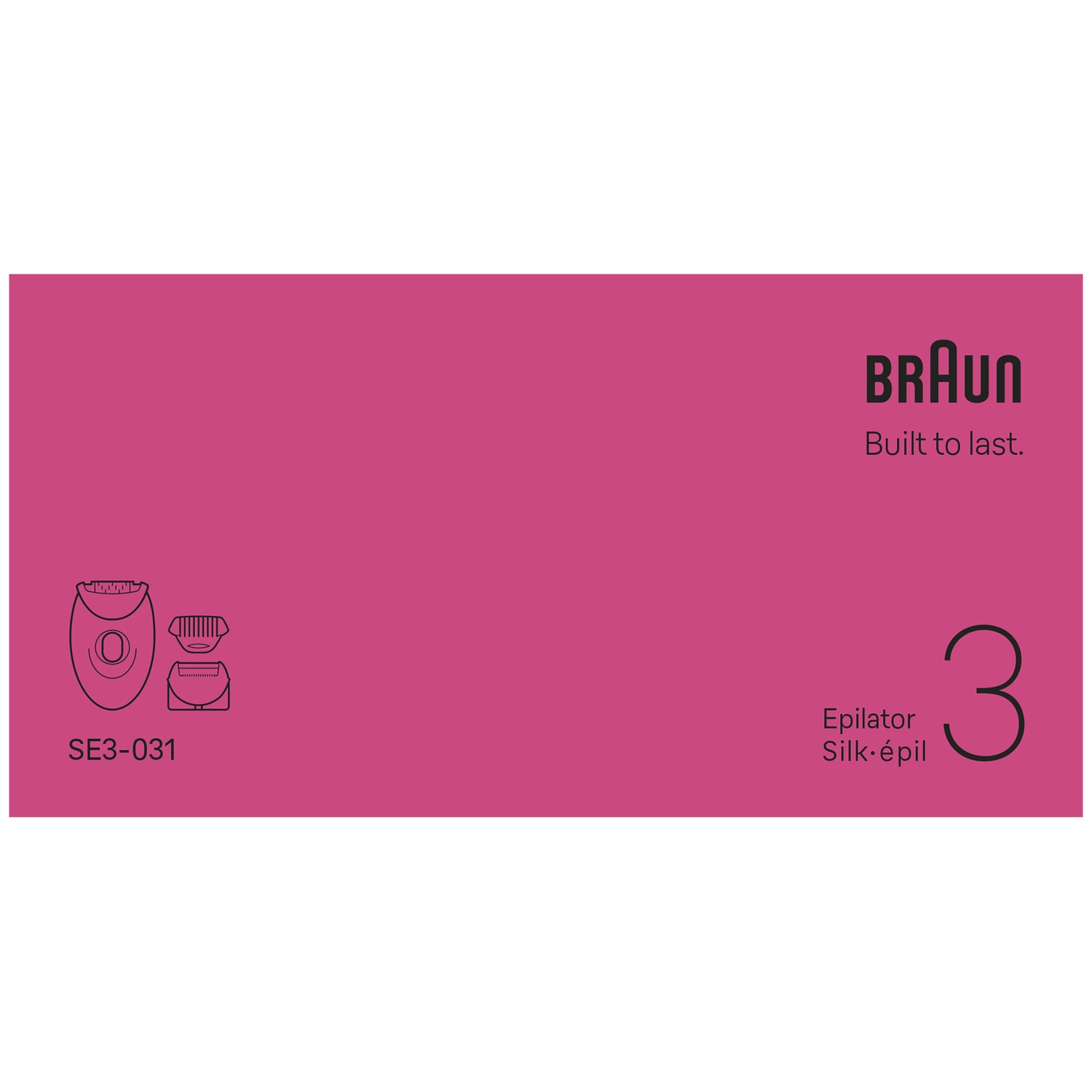 Pink Braun Silk-épil 3 epilator packaging with black brand and product text.