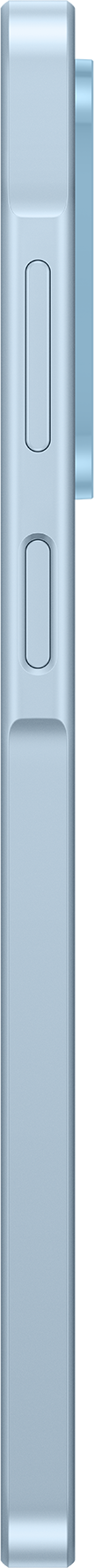 Seitenansicht eines hellblauen Smartphones mit Tasten.