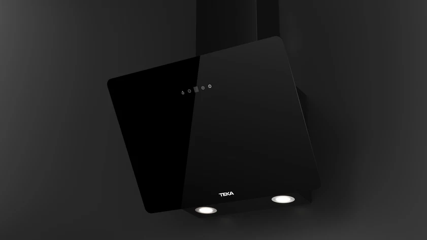 Campana decorativa - Teka DVB 64140 TOS BK, 3 Niveles de ventilador + Intensivo, 400 m³/h, Ancho 59.7 cm, LED, Cristal negro