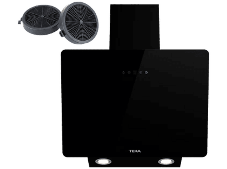 Campana decorativa - Teka DVB 64140 TOS BK, 3 Niveles de ventilador + Intensivo, 400 m³/h, Ancho 59.7 cm, LED, Cristal negro