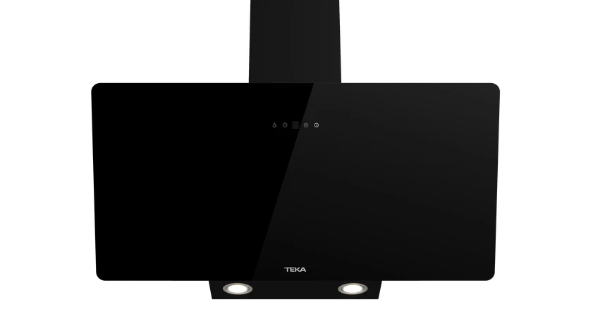 Campana decorativa - Teka DVB 94140 TOS BK, 3 Niveles de ventilador, 400 m³/h, Ancho 90 cm, 2 lámparas LED, Cristal negro