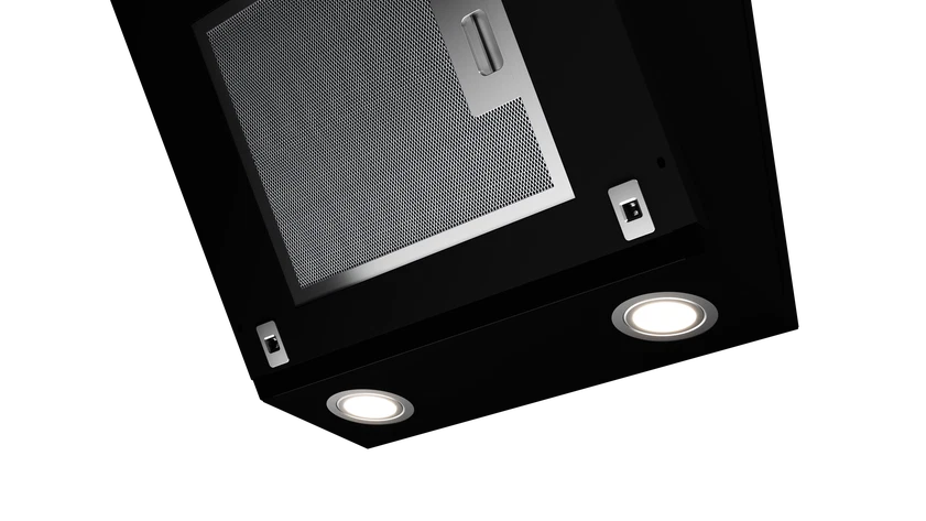 Campana decorativa - Teka DVB 94140 TOS BK, 3 Niveles de ventilador, 400 m³/h, Ancho 90 cm, 2 lámparas LED, Cristal negro