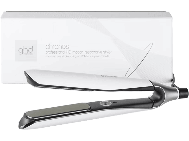 Plancha de pelo - ghd Chronos, Cerámica, 185 °C, Placas Cerámicas, Tecnología HD Motion-Responsive, Blanco