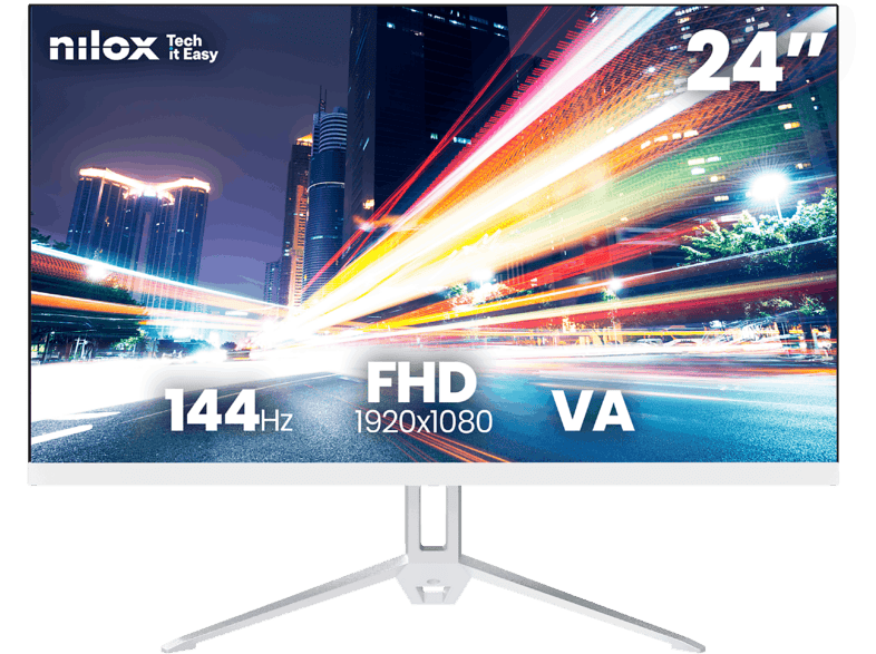 Monitor - Nilox NXM24FHD14411W, 24" Full-HD, 144 Hz, 5 ms, IPS , VESA 75 x 75mm, Blanco