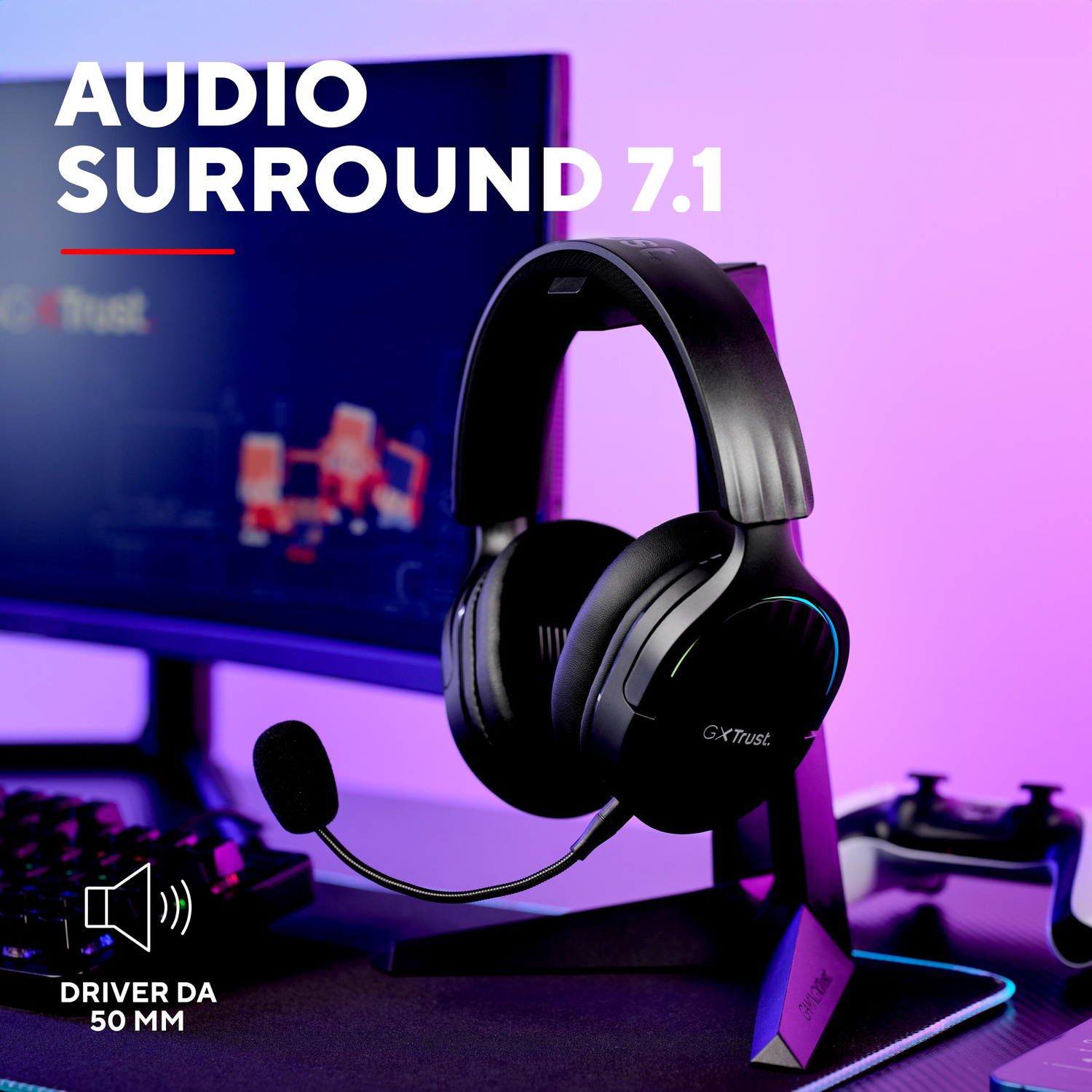 TRUST GXT491 FAYZO WRLS HEADSET CUFFIE GAMING, Black