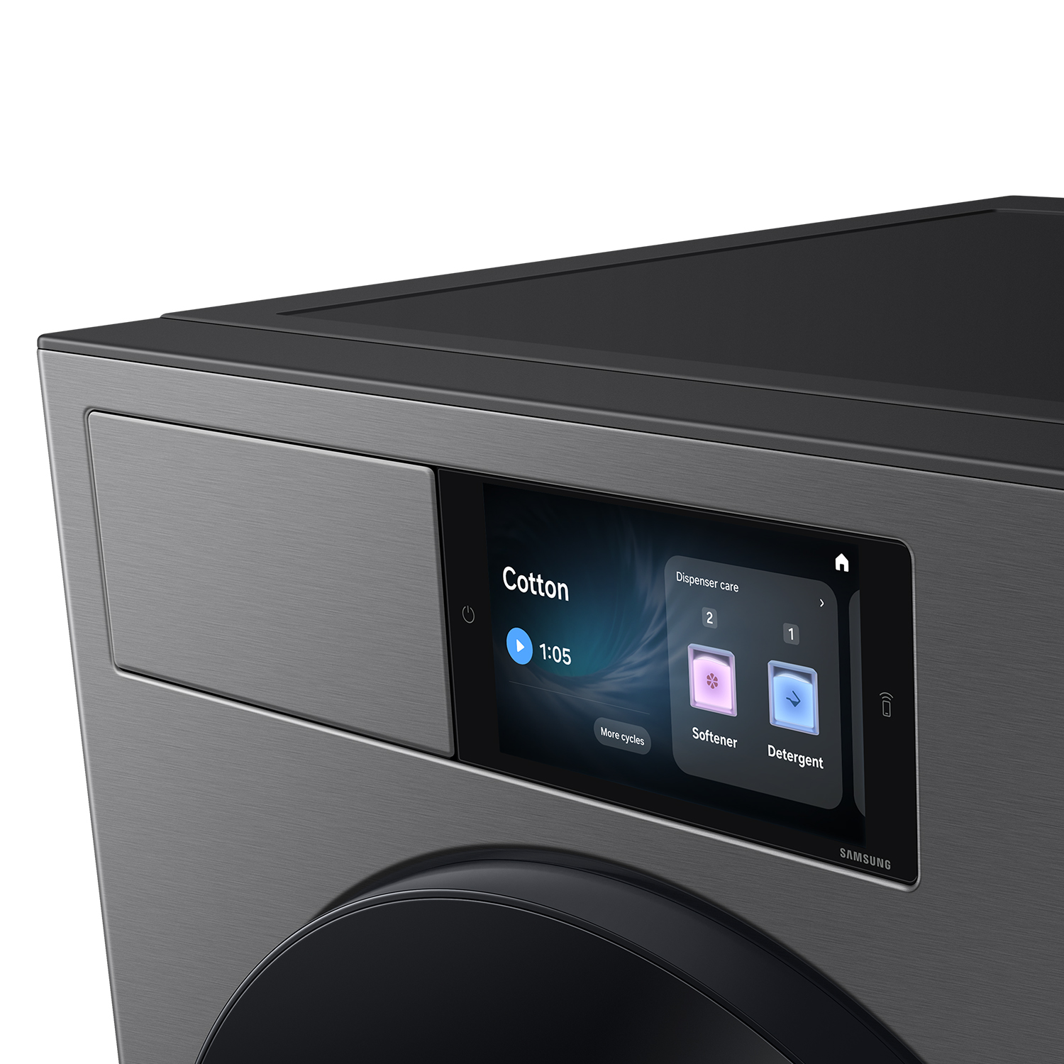 Lavadora carga frontal - Samsung Bespoke AI WF90H09C4ST2, 9 kg, 1400 rpm, 23 programas, Autodosificación, Wifi, Grafito