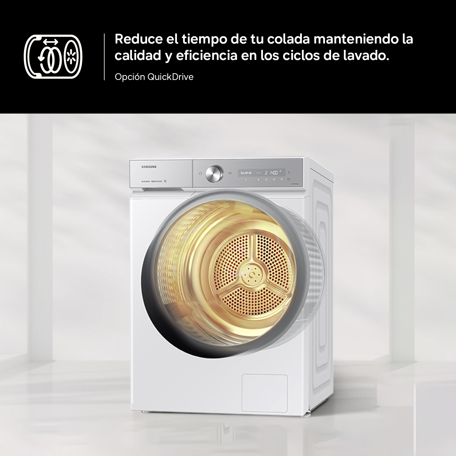 Opción QuickDrive
Reduce el tiempo de tu colada manteniendo la calidad y eficiencia en los ciclos de lavado.