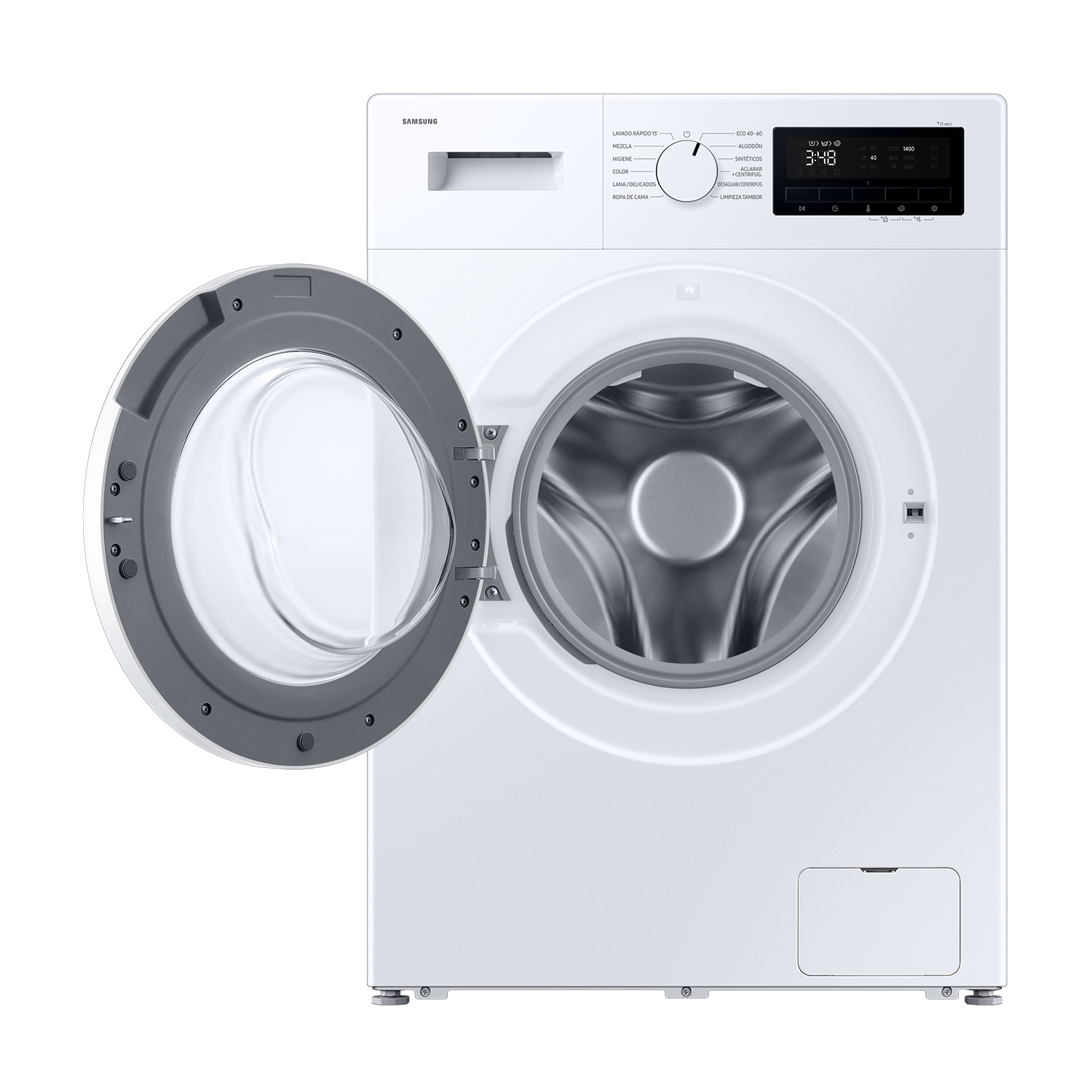 Lavadora carga frontal - Samsung WW90FG3M05TWEC, 9 kg, 1400 rpm, 12 programas, Blanco