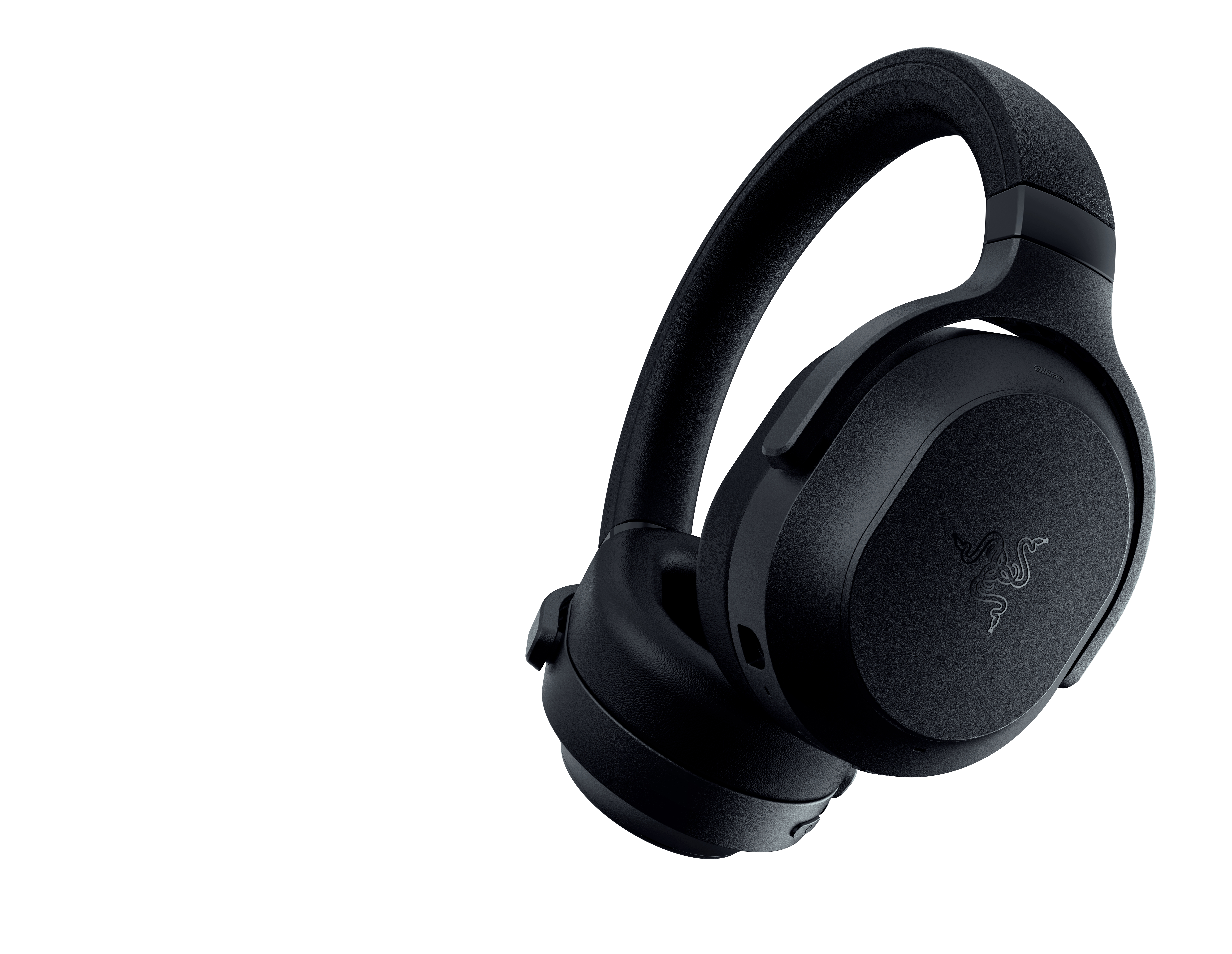 Schwarze Over-Ear-Gaming-Headset mit gepolstertem Bügel und Logo auf weißem Hintergrund.