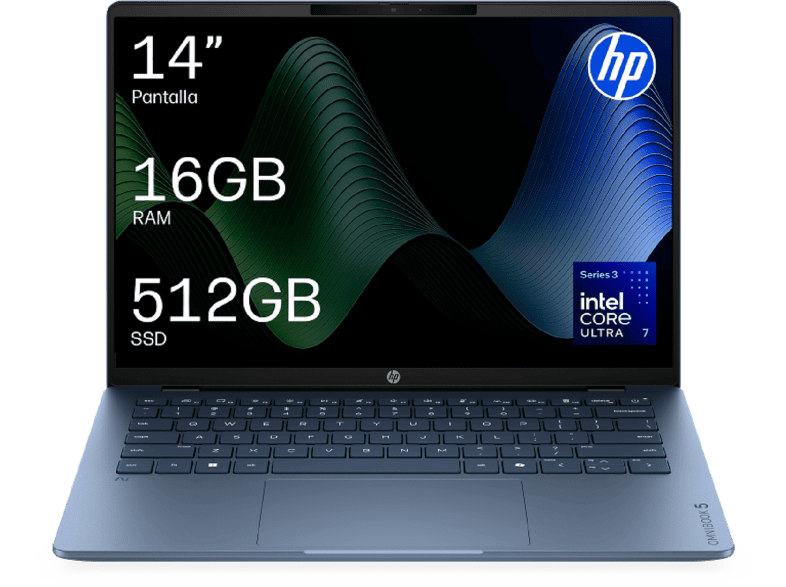 Portátil - HP OmniBook 5 Next Gen AI 14-hh0002nsx Copilot+PC,14"2K, Intel® Core™ Ultra 7 355, 49TOPS, 16GB RAM, 512GB SSD, Windows11Home, Sin cargador