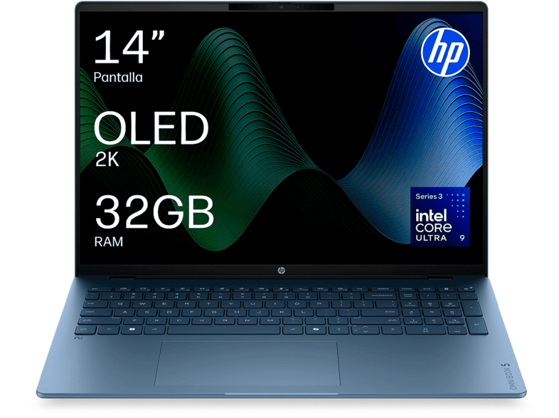 Portátil - HP OmniBook 5 Next Gen AI 14-hh0002ns Copilot+PC, 14"2K, Intel® Core™ Ultra 9 386H,50 TOPS, 32GB RAM, 1TB SSD, Windows11 Home, Sin cargador