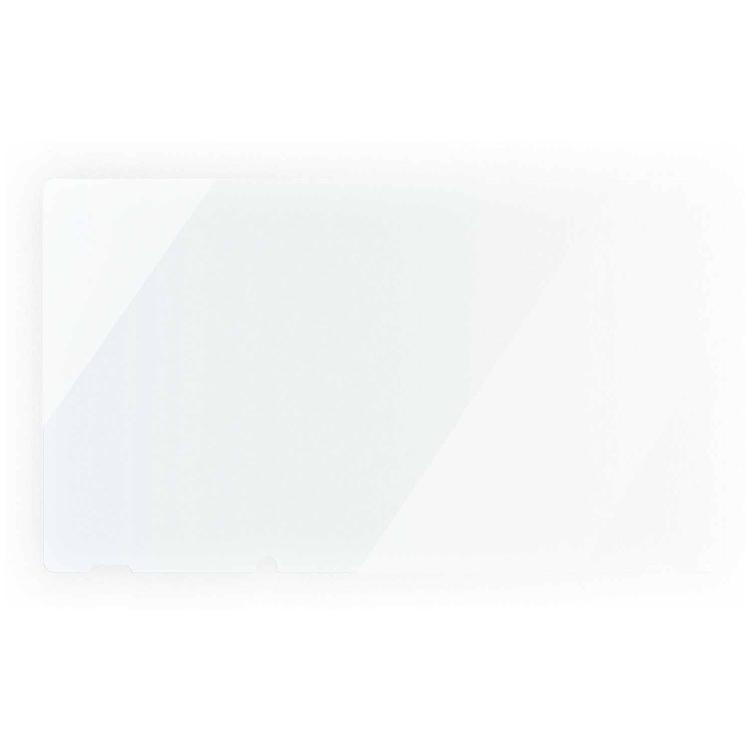 Transparent screen protector with cutouts on a white background.