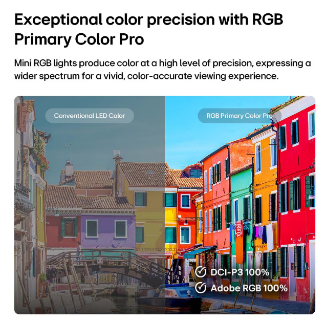 RGB Primary Color Pro ile daha zengin renkleri gösteren karşılaştırma.