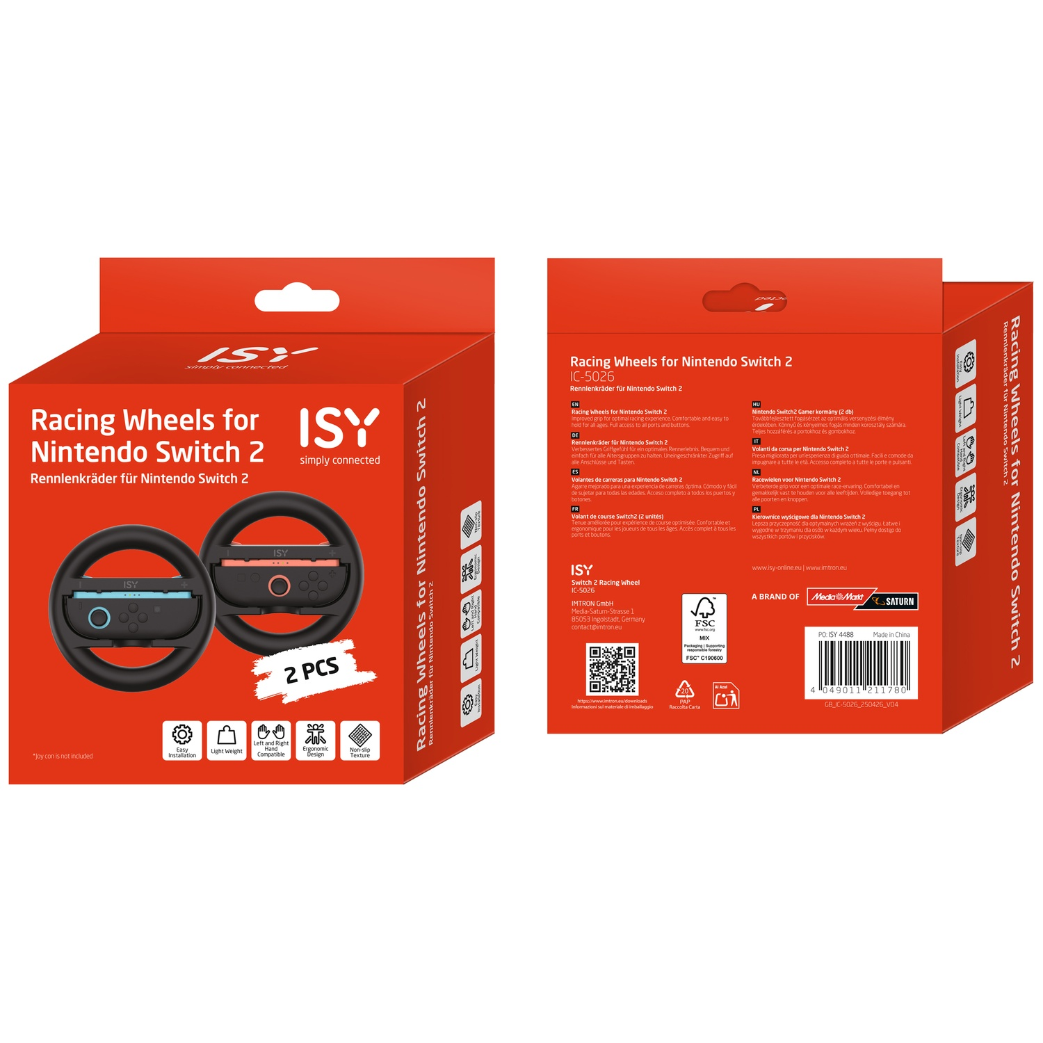 ISY IC-5026 Racewielen voor Nintendo Switch 2 Racewielen voor Nintendo Switch 2