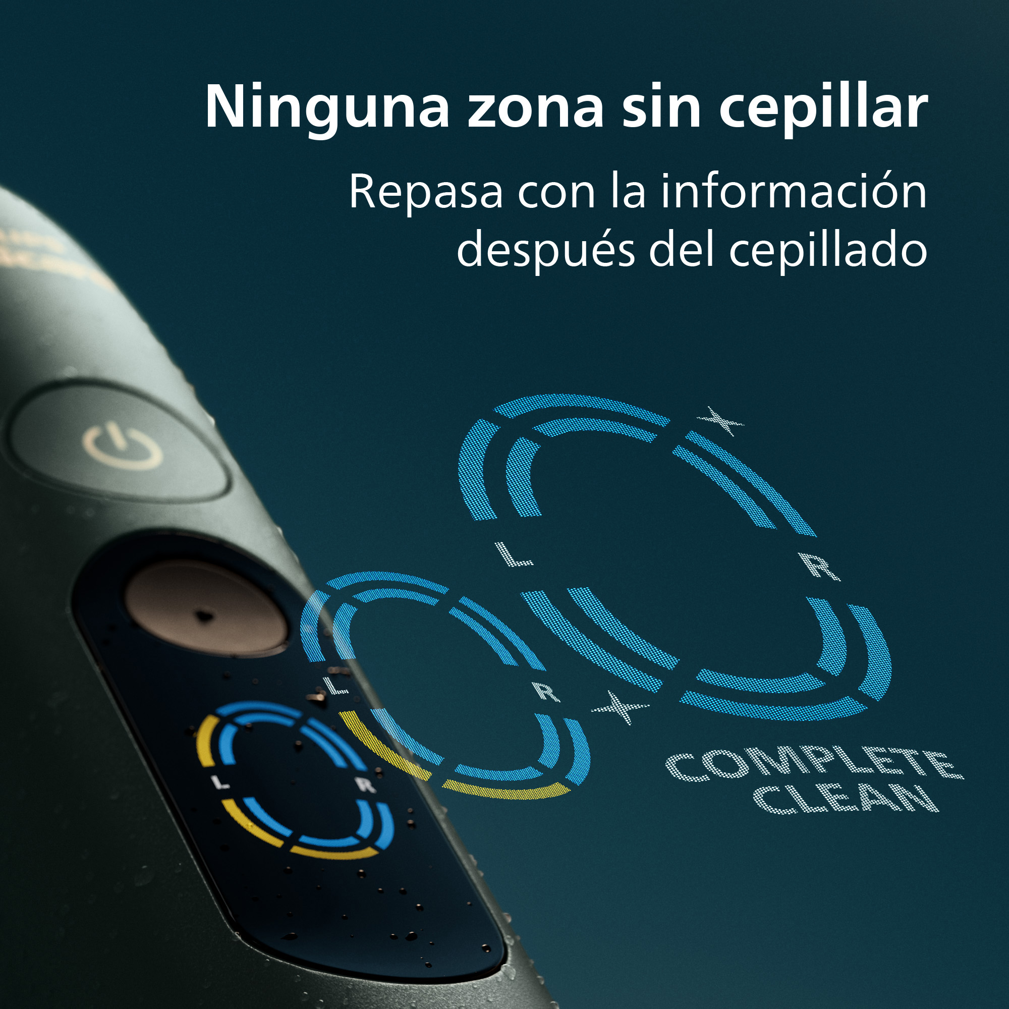 Un cepillo eléctrico muestra información de limpieza digital en pantalla.