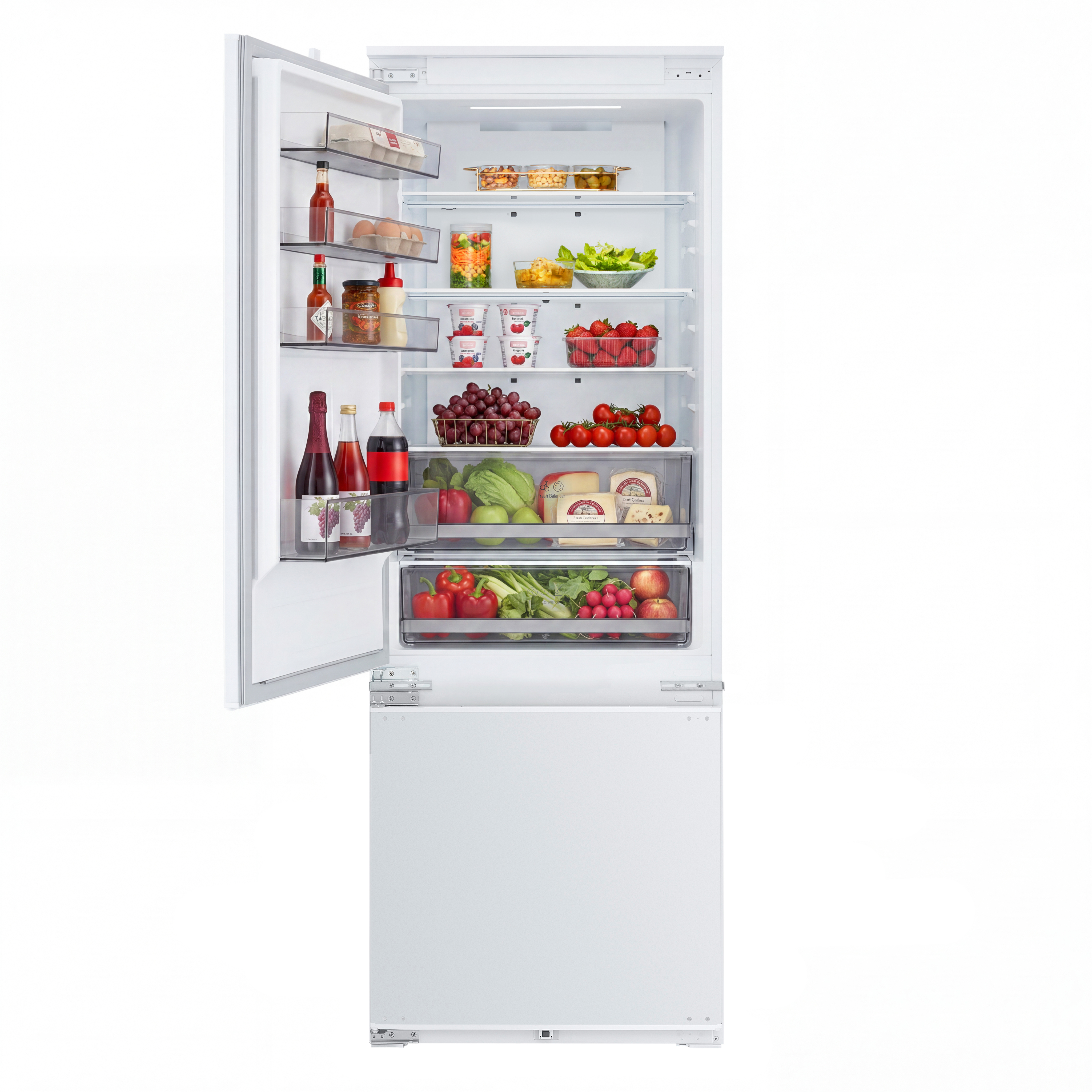 Frigorífico combi integrable - LG CCJ7396SCHQ, Total No Frost, 193.5 cm, 385 l, DoorCooling+™, Sin panelar,  Blanco