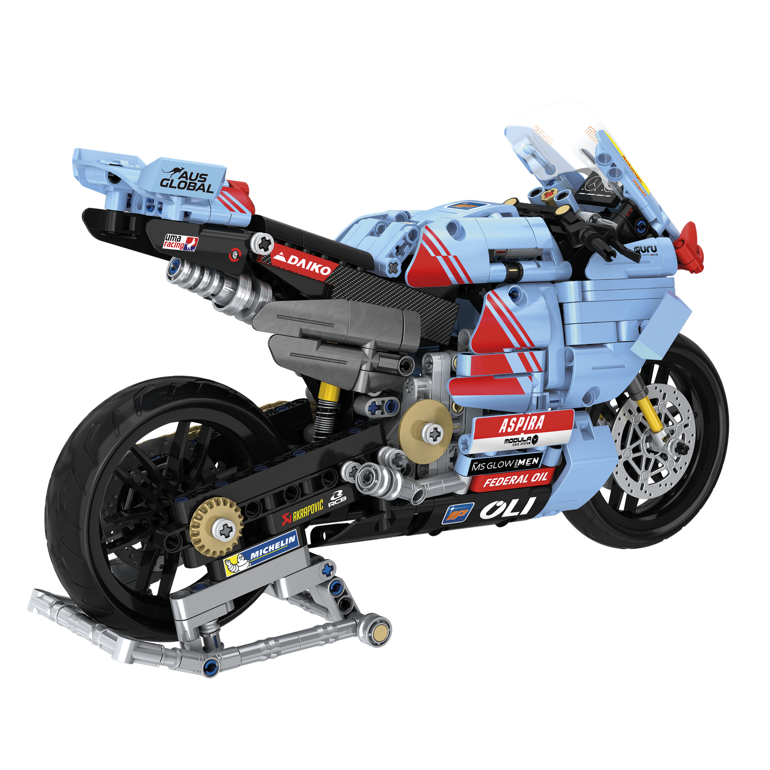 Juego - Meridiem Tente Tente MotoGP Greseni Legend Marc Márquez, Suspensión delantera y trasera real con efecto amortiguación, 33 cm de ancho