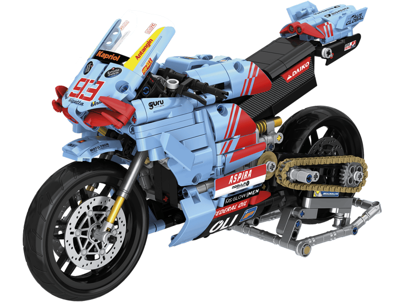 Juego - Meridiem Tente MotoGP Greseni Legend Marc Márquez, Suspensión delantera y trasera real con efecto amortiguación, 33 cm de ancho