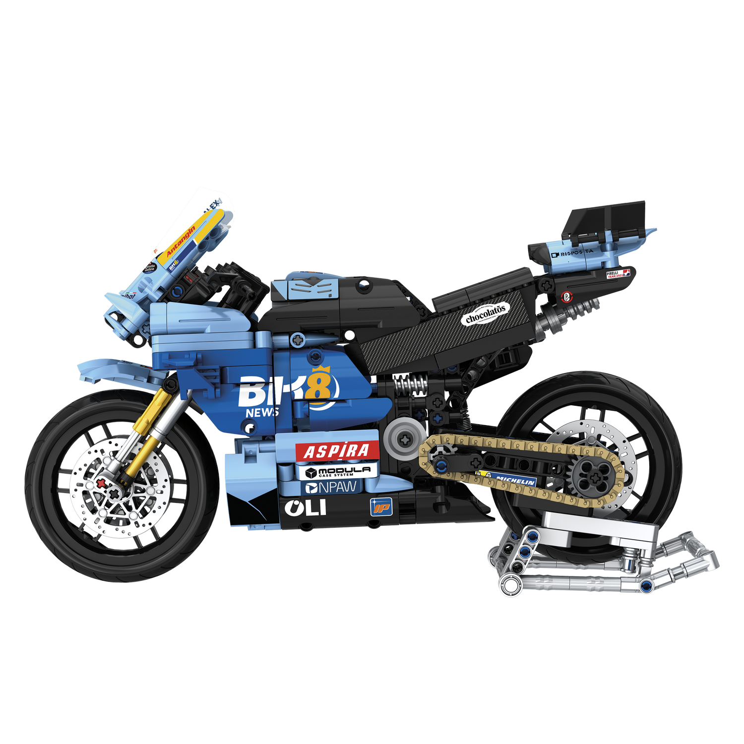 Juego - Meridiem Tente MotoGP Greseni Racing Alex Márquez, Suspensión delantera y trasera real con efecto amortiguación, 33 cm de ancho