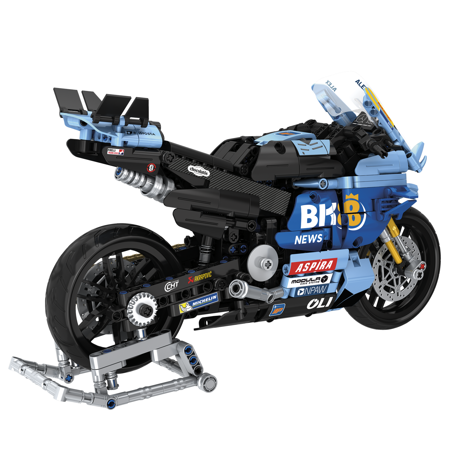 Juego - Meridiem Tente MotoGP Greseni Racing Alex Márquez, Suspensión delantera y trasera real con efecto amortiguación, 33 cm de ancho