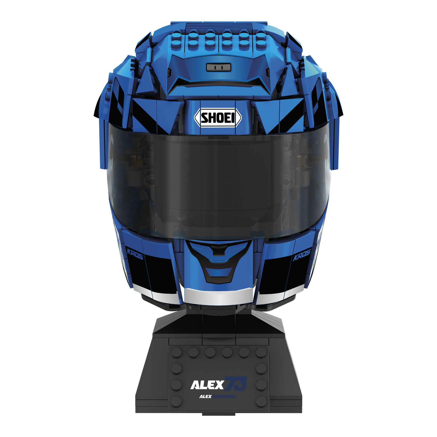 Juego - Meridiem Tente Casco Alex Marquez, Visera traslúcida, Base expositora, Placa identificativa piloto, 19 cm de alto