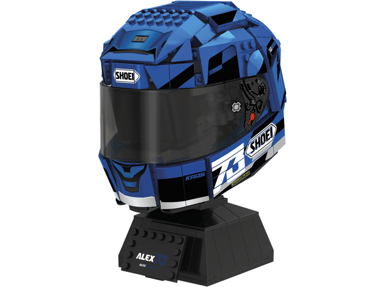 Juego - Meridiem Tente Casco Alex Marquez, Visera traslúcida, Base expositora, Placa identificativa piloto, 19 cm de alto