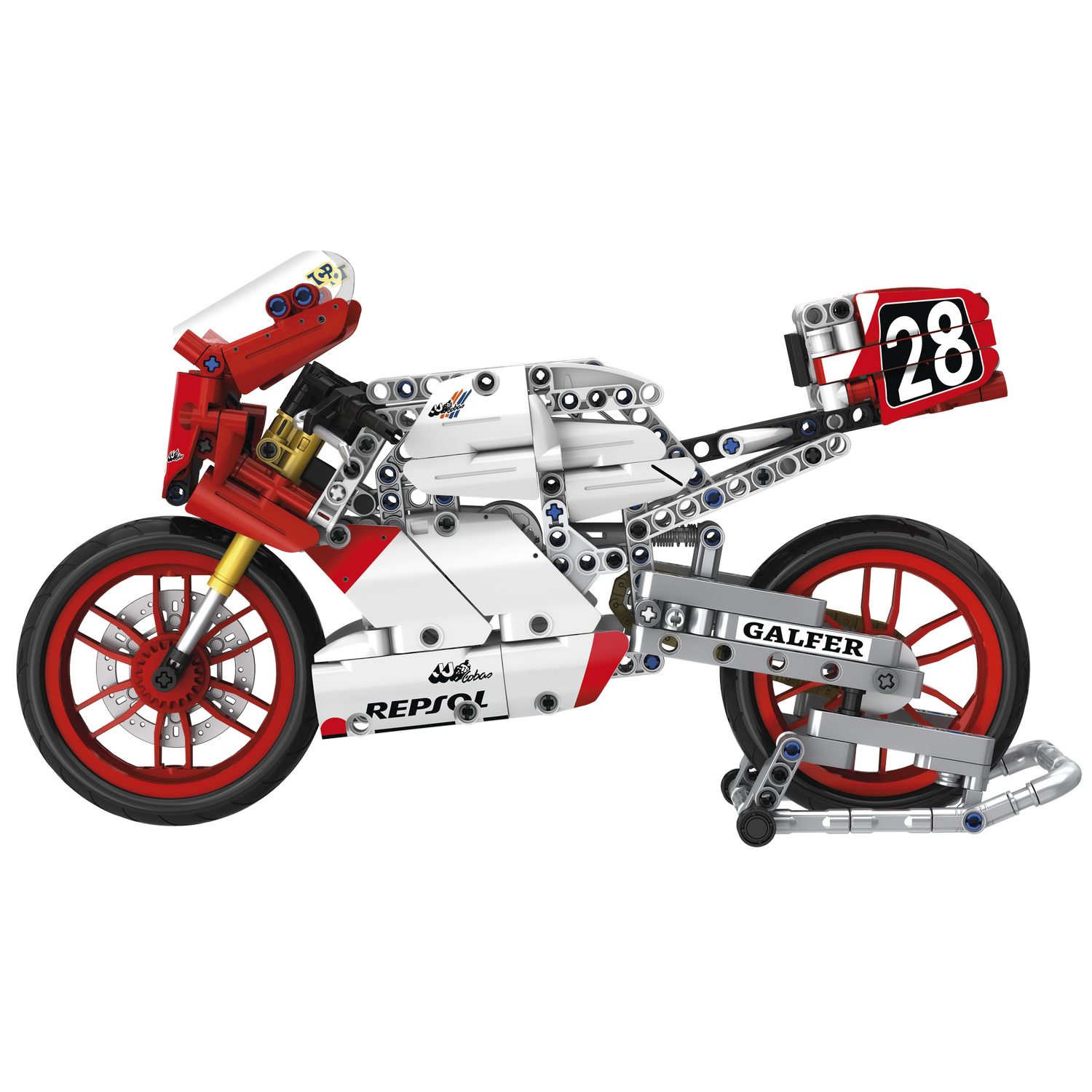 Juego - Meridiem Tente Moto World Champion Alex Criville, Suspensión delantera y trasera real con efecto amortiguación, 32cm ancho