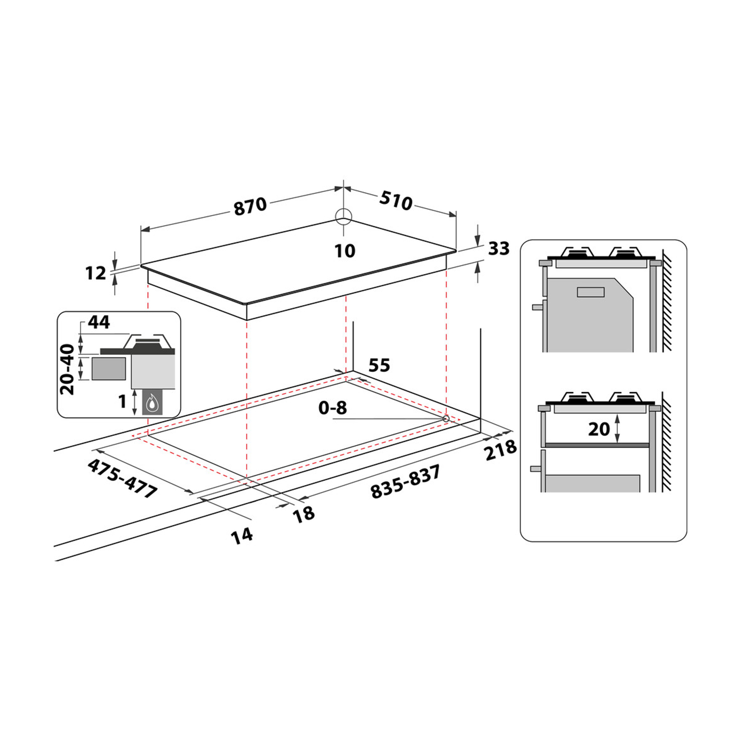 HOTPOINT PHN 960MST (AV) R/HA PIANO COTTURA GAS, 6 zone di cottura, dimensioni: L 87 cm, P 51 cm, Avena