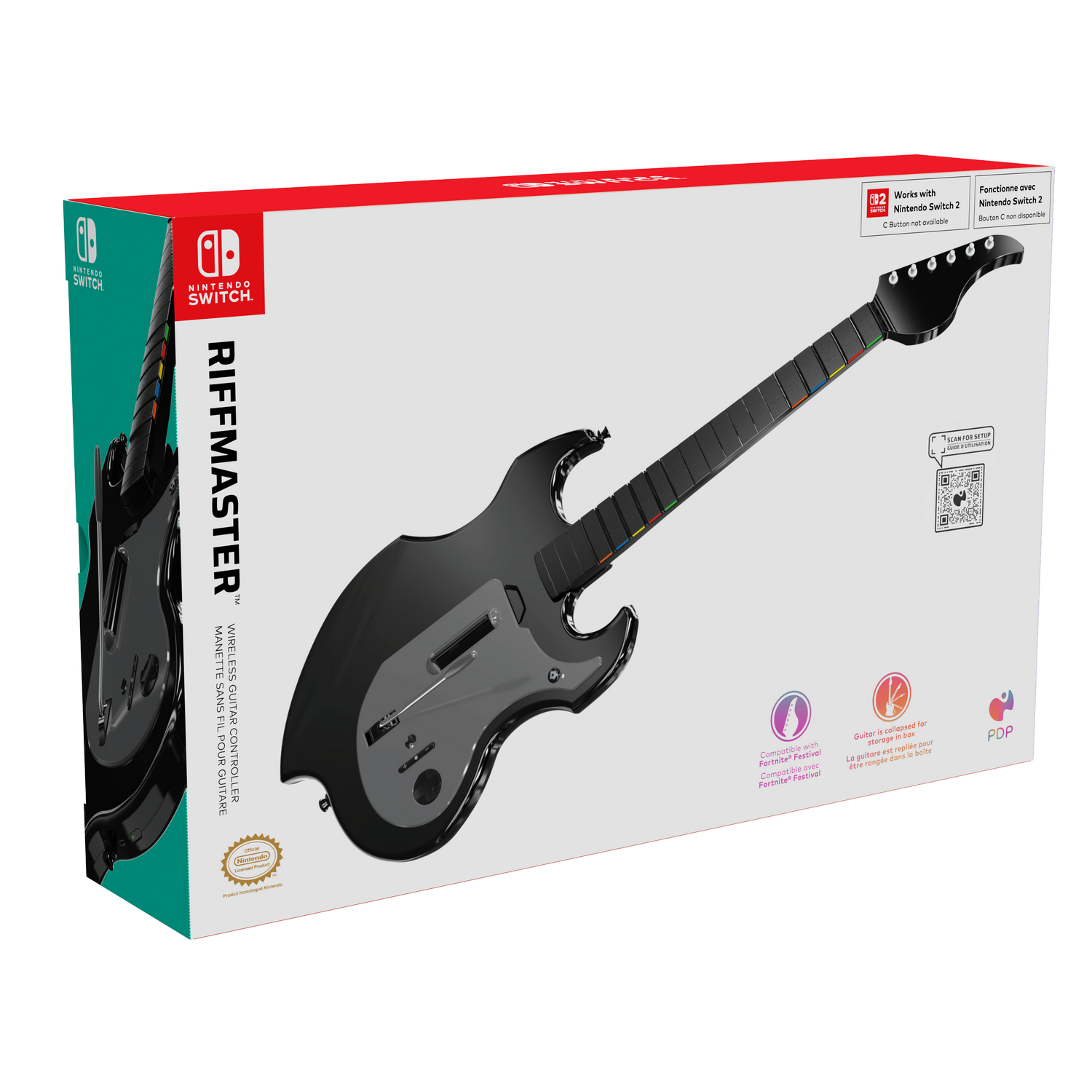 Guitarra inalámbrica - Turtle Beach RiffMasterWireles, Nintendo Switch 1&2, Hasta 36h de Autonomía, Plegable Negro